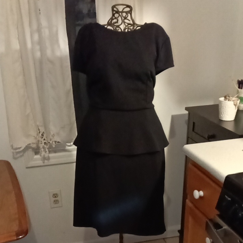 VILA Classic Black Peplum Dress
